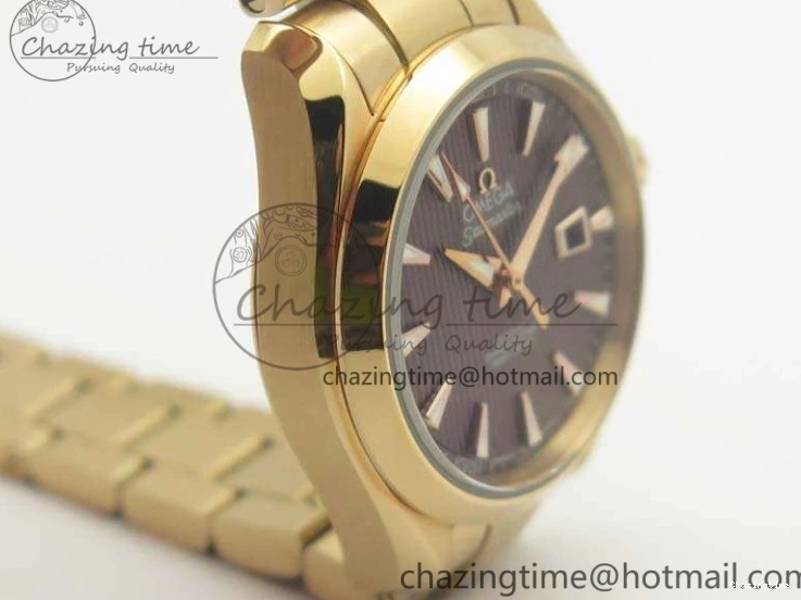 0209 Bright Aqua Terra Ladies 35mm RG V6F Best Edition Brown Dial On RG Bracelet A 8101